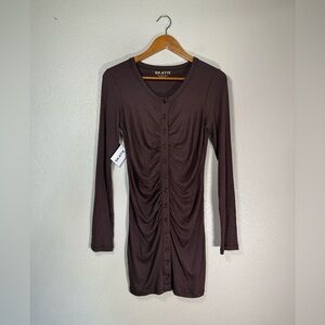 NWT Skatie Ribbed Button Down Long Sleeve Mini Dress Size Medium K8